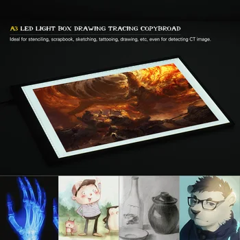 

Portable A3 LED Light Box Drawing Tracing Tracer Copy Board Table Pad Copy Board w/ Memory Function Stepless Brightness Control
