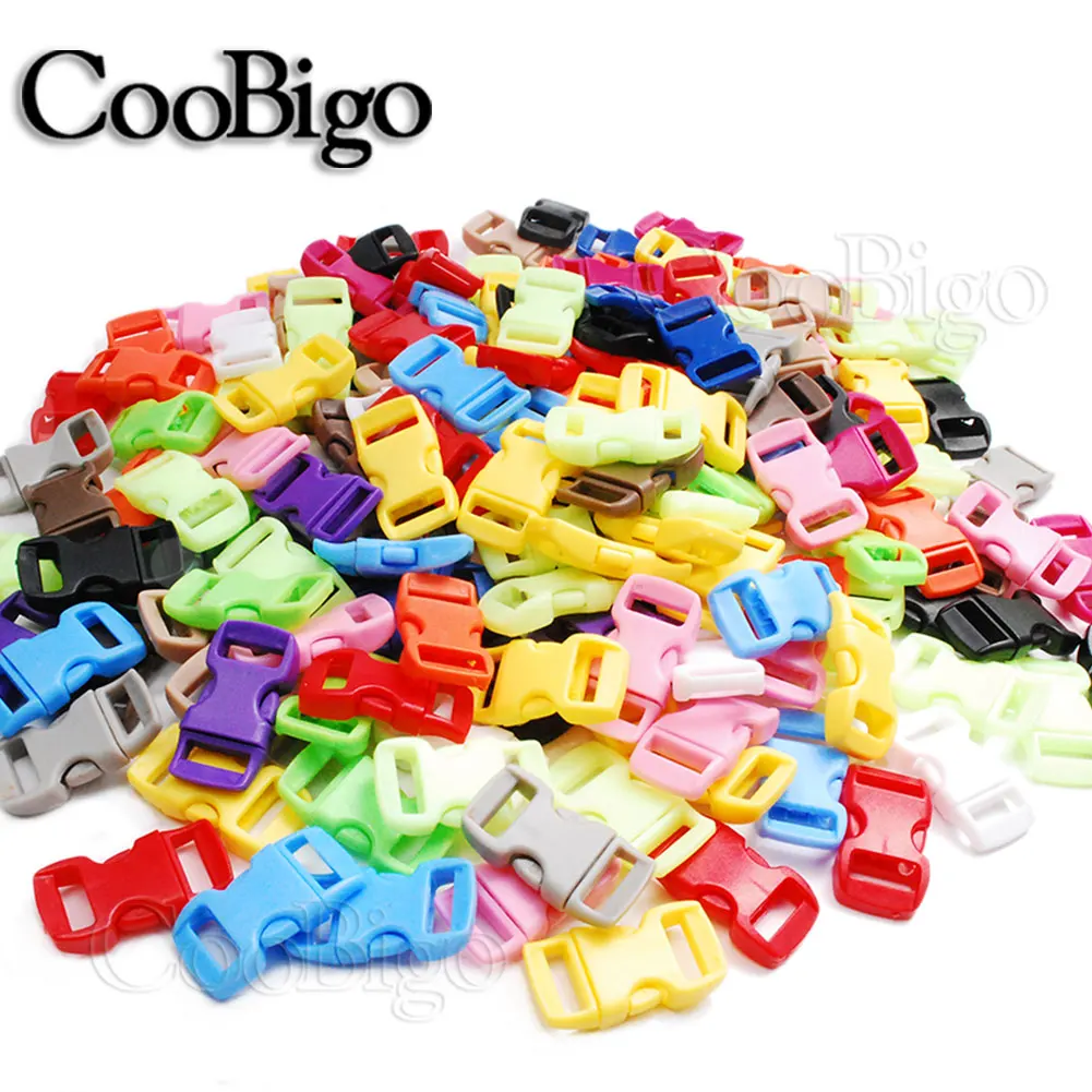 

1000pcs 3/8" Colorful Curved Side Release Buckle Parachute 550 Paracord Bracelet Pets Collar Webbing Outdoor Backpack Bag Parts