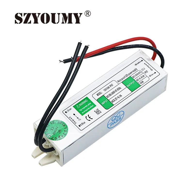 SZYOUMY хорошее качество DC 12V 10W Водонепроницаемый IP67 Светодиодный драйвер адаптер