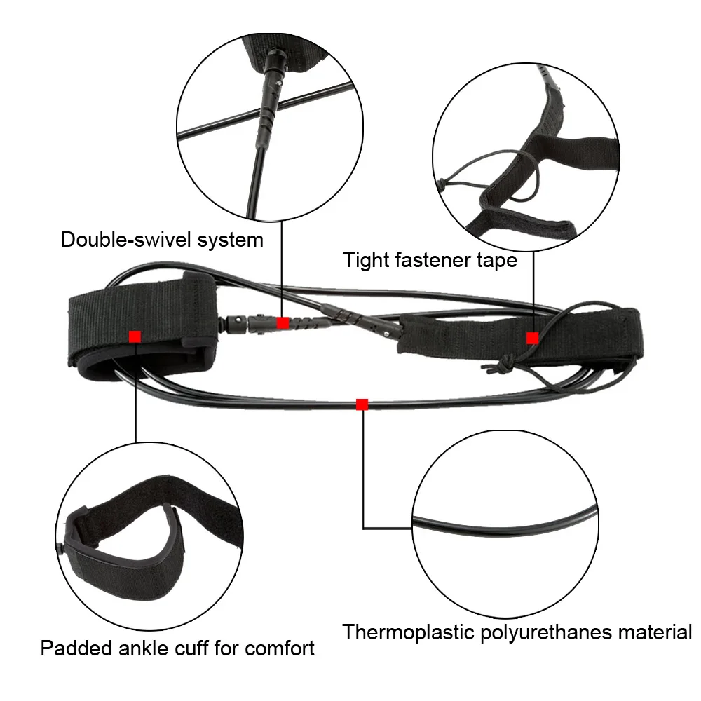 

Durable 10ft Surfboard TPU Leash Sup Surfing Stand Up Paddle Anti-corrosive Board Leash Water Sports Surfing Surf Accessories