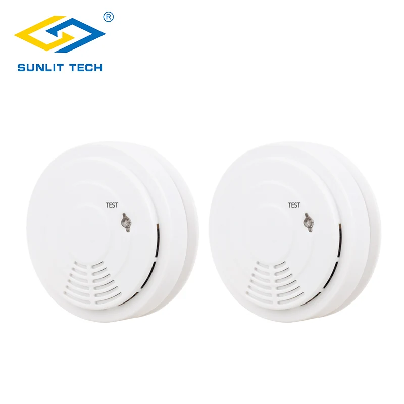 

2pcs 433MHz Wireless Smoke Detector Fire Alarm Monitor alone Sensor For Home Burglar Alarm System detector de humo