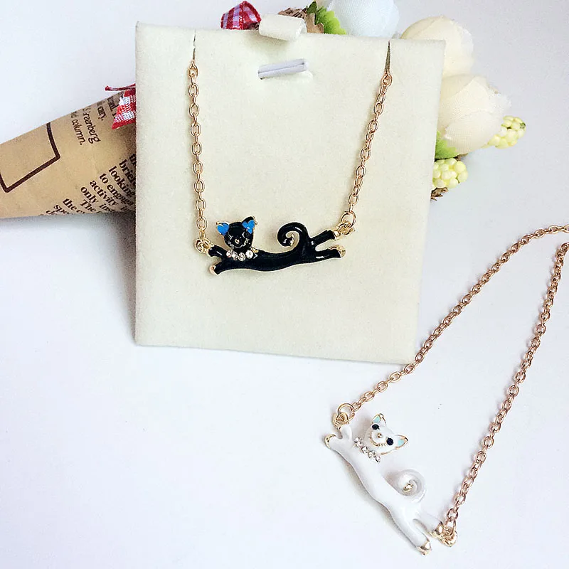 Fashion Jewellery Cat Rhinestone Necklace Cats Charms Necklaces Gift