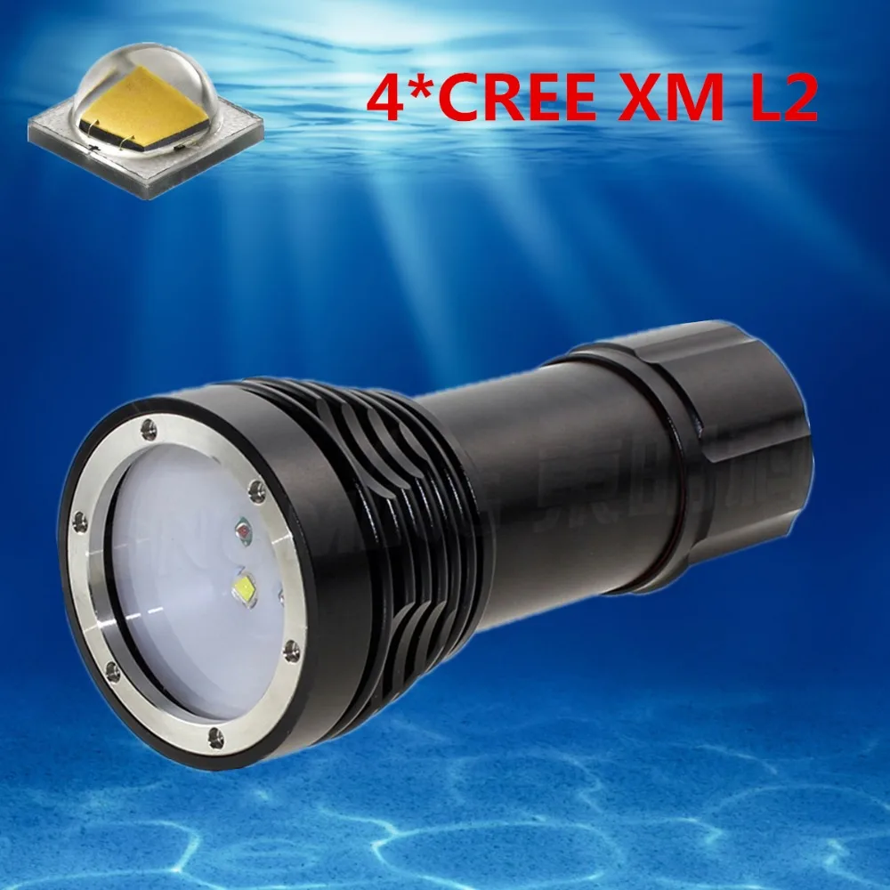 Waterproof 8000 Lumens 4x CREE XM L2 LED Diving Flashlight UnderWater