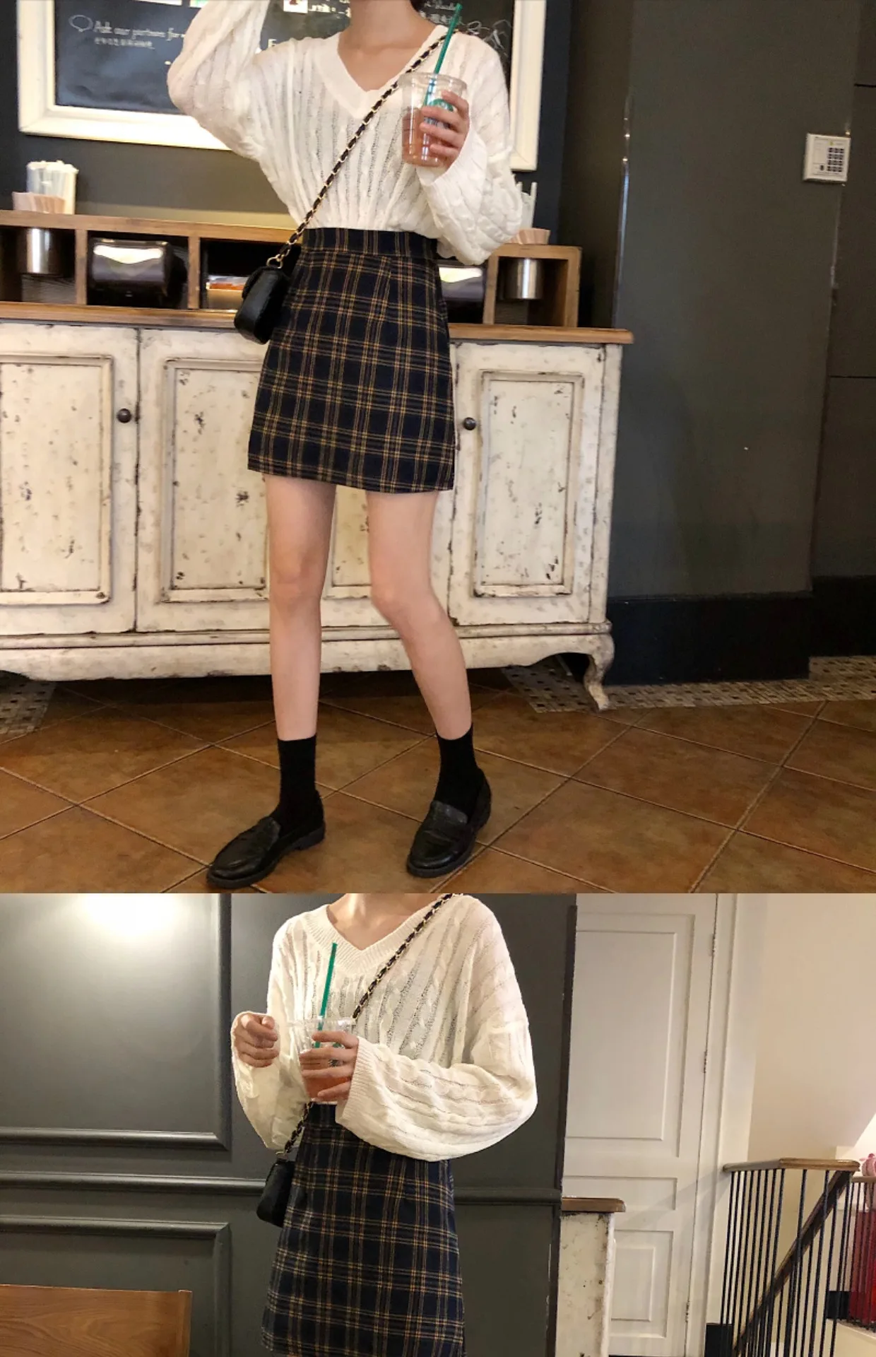 Saia Feminina Осенняя женская одежда корейская Ulzzang Harajuku винтажная клетчатая мини-юбка с высокой талией Женская Черная трапециевидная юбка