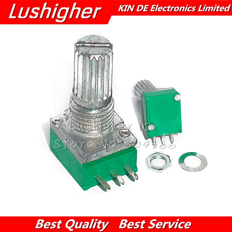 

5PCS RK097N 5K 3pin Shaft 15mm Single Linked Potentiometer B5K With A Switch Audio Power Amplifier Sealing Potentiometer New DIY