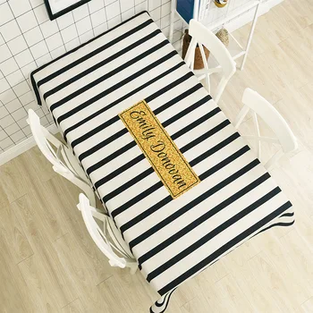 

Christmas Tablecloth Black and White Stripes Thickened Cotton Linen Heat Insulation Cover Washable Table Cloth for Tea Table