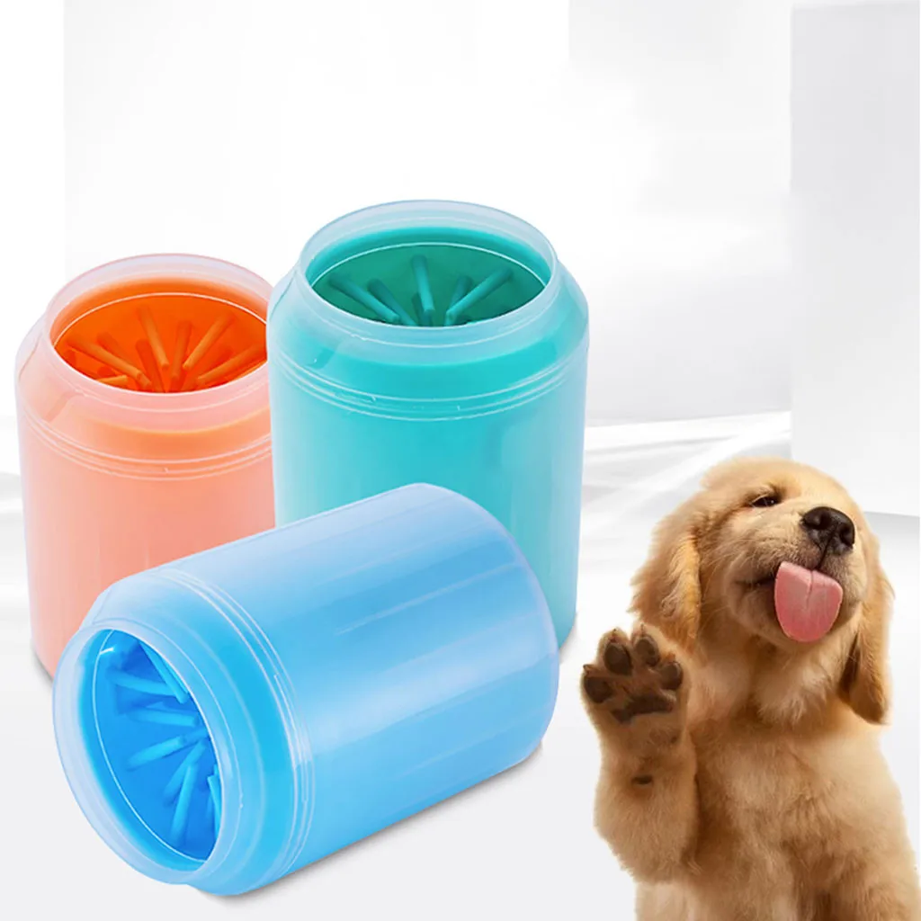 Чистящая чашка для собак и кошек, мягкая пластиковая щетка для мытья лап, аксессуары для собак на открытом воздухе