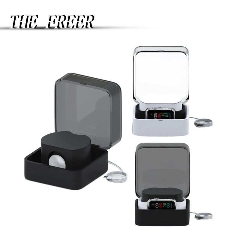 

Portable Charger Charging Holder Dock Case ABS Storage Protective Cover Bag Box For Apple Watch i Watch Black White Wholesale