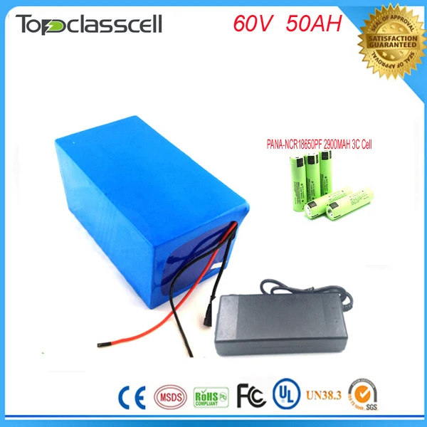 Customized e scooter battery 60v NCR18650PF cell electric bike battery 60v 50ah ebike li-ion battery pack with Charger and bms Customized e scooter battery 60v NCR18650PF cell electric bike battery 60v 50ah ebike li-ion battery pack with Charger and bms