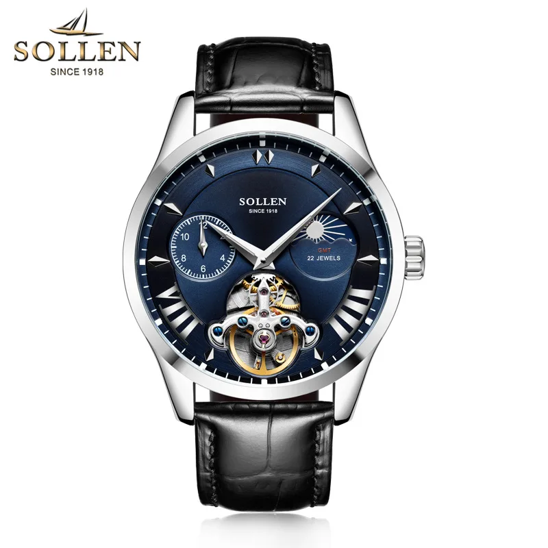 Tod Brand Men Watches Automatic Mechanical Watch Tourbillon Sport Clock Leather Casual Business Retro Wristwatch Relojes Hombre