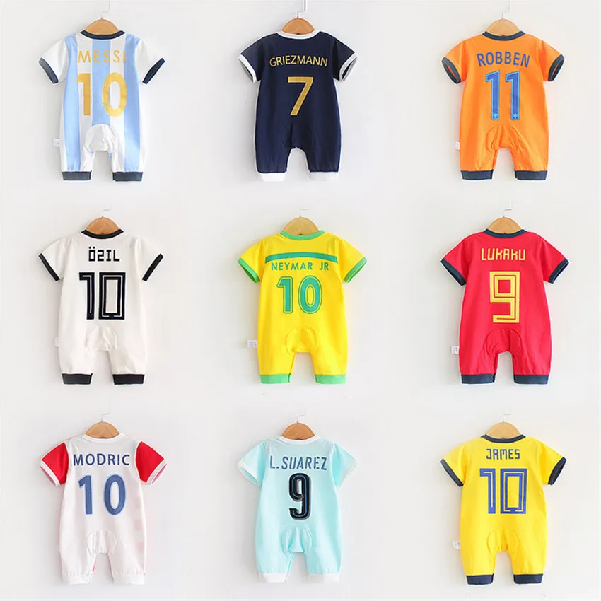 

2018 Infant Baby Clothing Set Short Sleeve Romper for Children Sports Suits Soccer Jerseys Football Uniform Baby Clothes