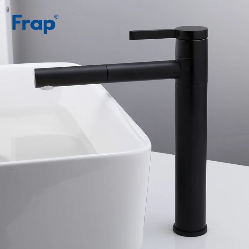 Frap High Quality Bathroom Faucet Black Solid Basin Cold and Hot Water Mixer Single Handle Tap Y10121 | Обустройство дома