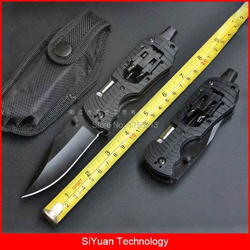 Comprar Cuchillo multiherramienta multifunción táctico plegable supervivencia cuchillo de bolsillo con brocas de tornillo