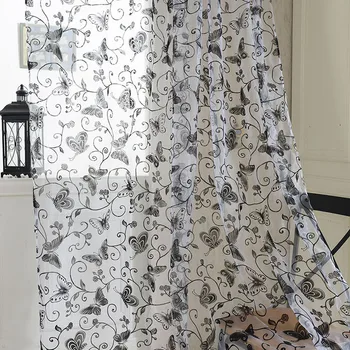 

Window Room Butterfly Sheer Valances Floral Tulle Voile Window Curtain Drape Panel H61