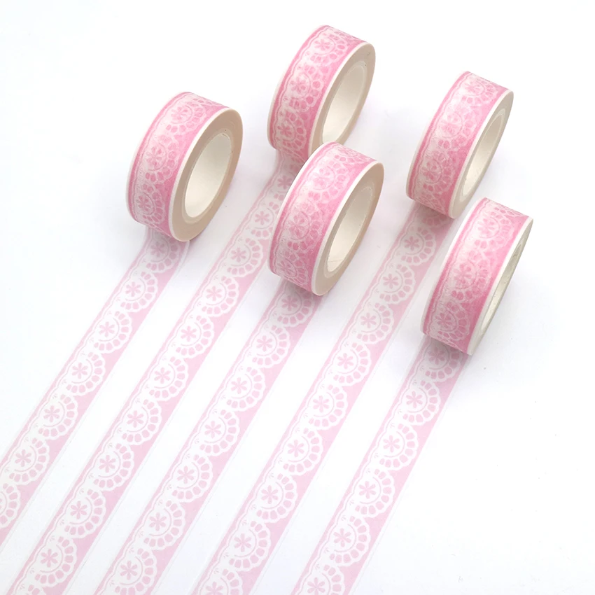 1 PCS Creative Lovely Pink Lace Washi Tape DIY Decoration Scrapbooking Planner Masking Tape Kawaii Stationery Adhesive Tape