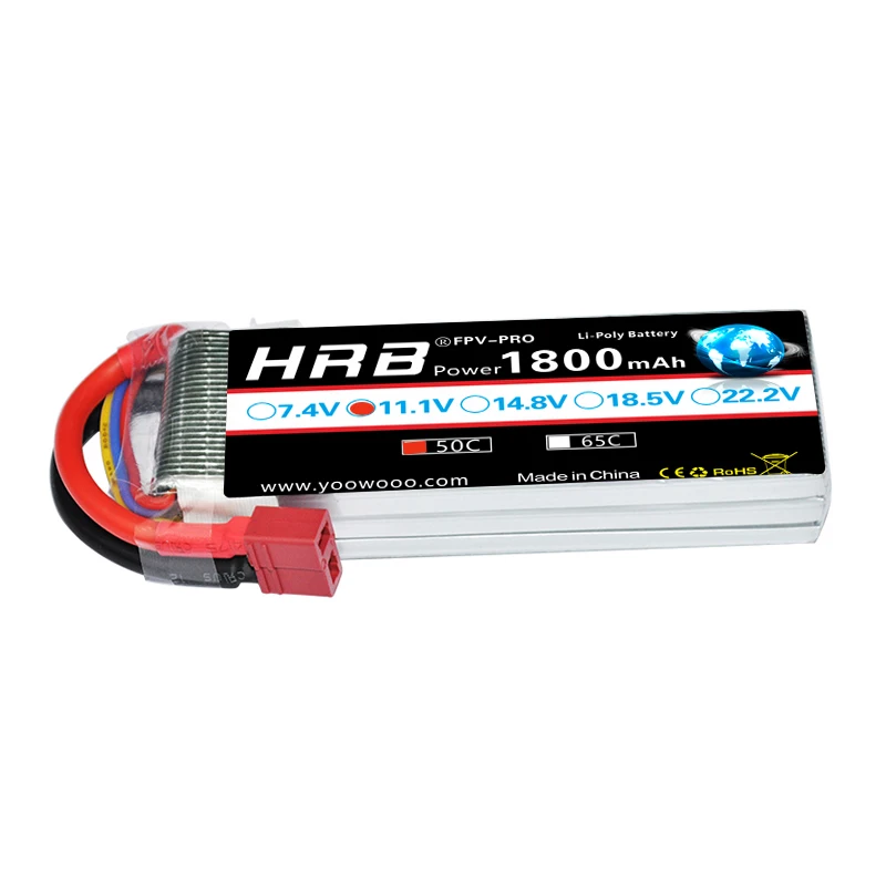 

HRB Lipo Battery 3S 11.1V 1800mAh 50C Parts Dean T XT60 JST For Skylark M4 250 FPV Drone Car RC Quadcopter Airplane 400 TREX 450