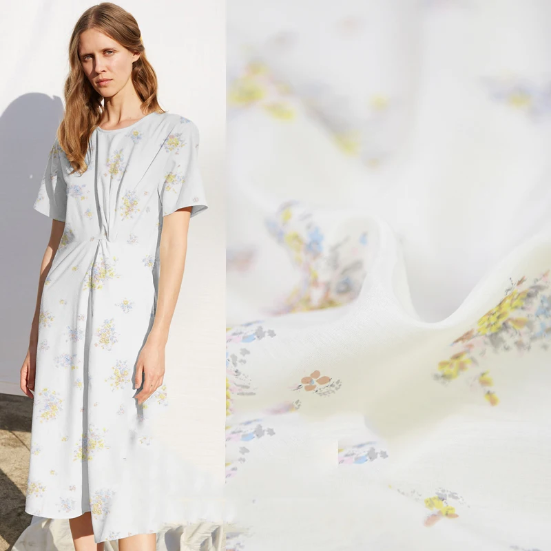 

Fresh air printing ink painting silk cotton fabric thin fabric wide scarf dress fabric