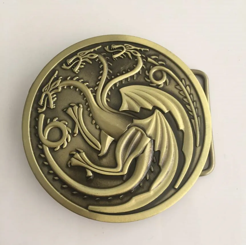 Game of Thrones Fire and Blood Targaryen Dragon Belt Buckle With Round