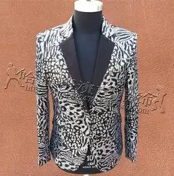 Leopard Камуфляж блестки костюмы мужские конструкции masculino Homme TERNO этап певцов Мужские Блейзер Танцы одежда куртка в Звездном стиле