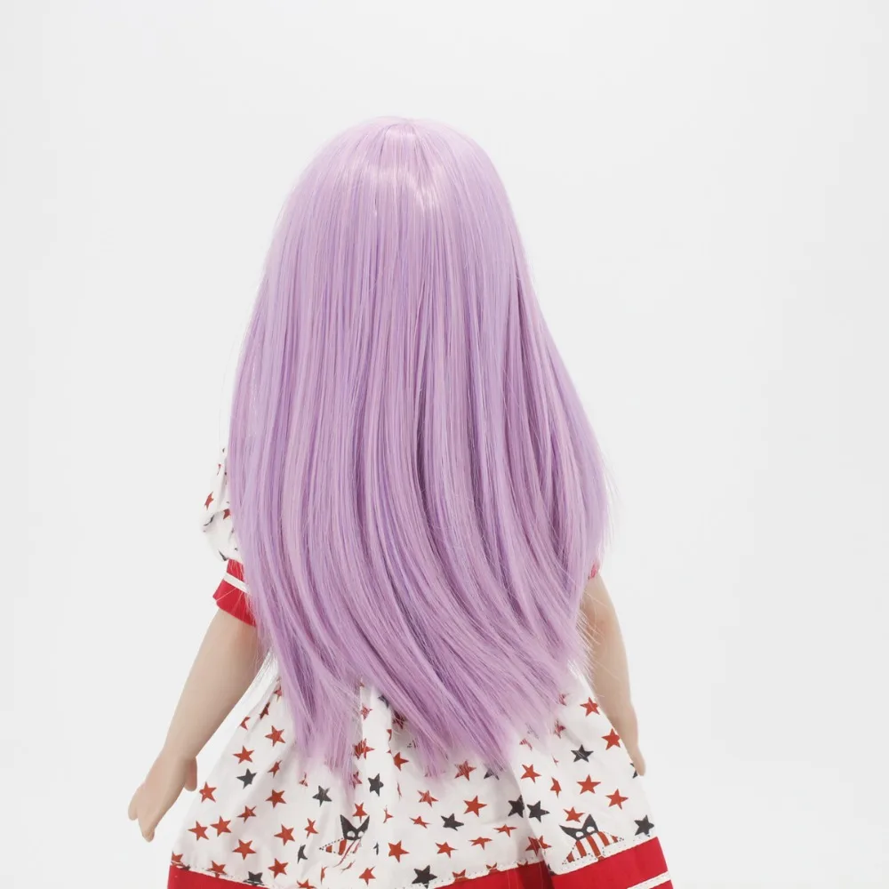 Аксессуары для кукол фиолетовый цвет длинная прямая прическа с челкой куклы парики для американские куклы Девушка 18"