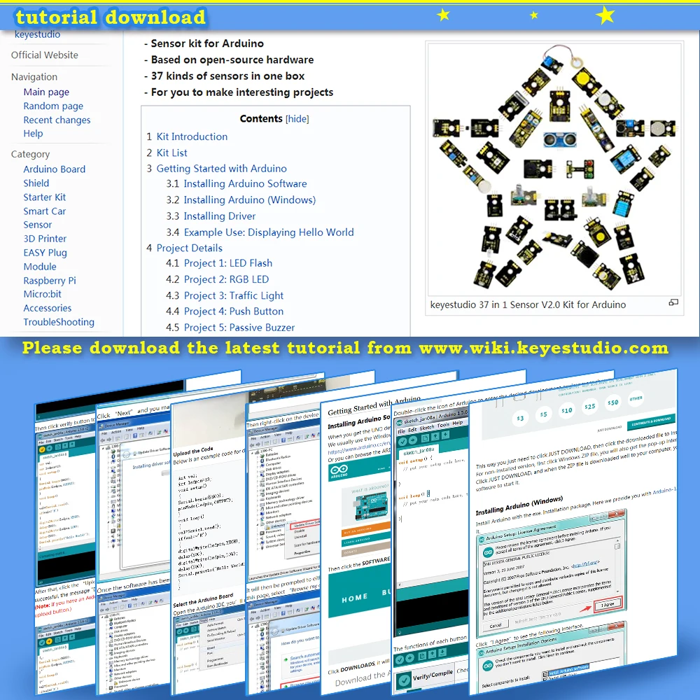 Новинка! Keyestudio датчик стартовый комплект V2.0 37 в 1 коробка с(плата Mega 2560) для Arduino комплект