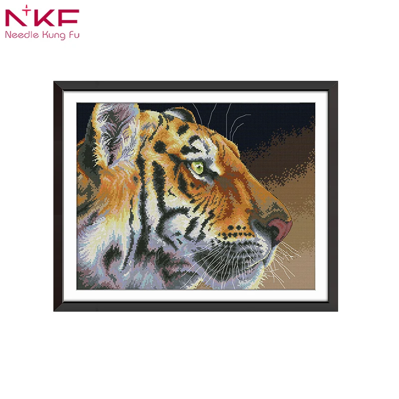 

NKF New arrival Tiger 3 Needlework DMC DIY Handmade 11CT 14CT Cross Stitch Sets For Embroidery kits Gift room decor