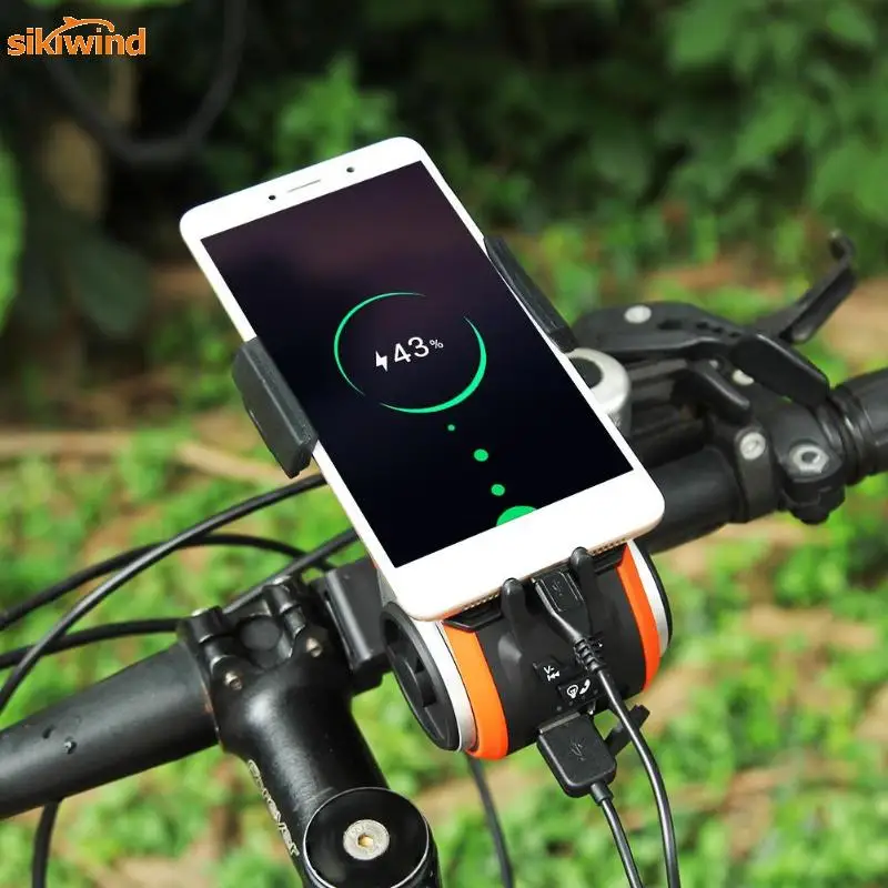 

5 in 1 Waterproof Multifunction USB Rechargeable Bicycle Cycling Bluetooth Audio Player Bike Bell Light Phone Holder Bag Stand