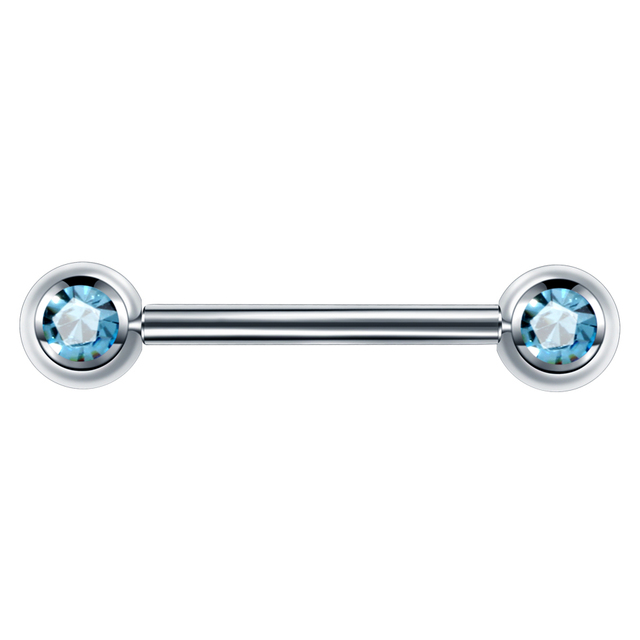 1PC G23 Titanium Crystal Gem Assorted Colors Tongue Barbell Piercing Rings Internally Thread Nipple Barbell Fashion Jewelry