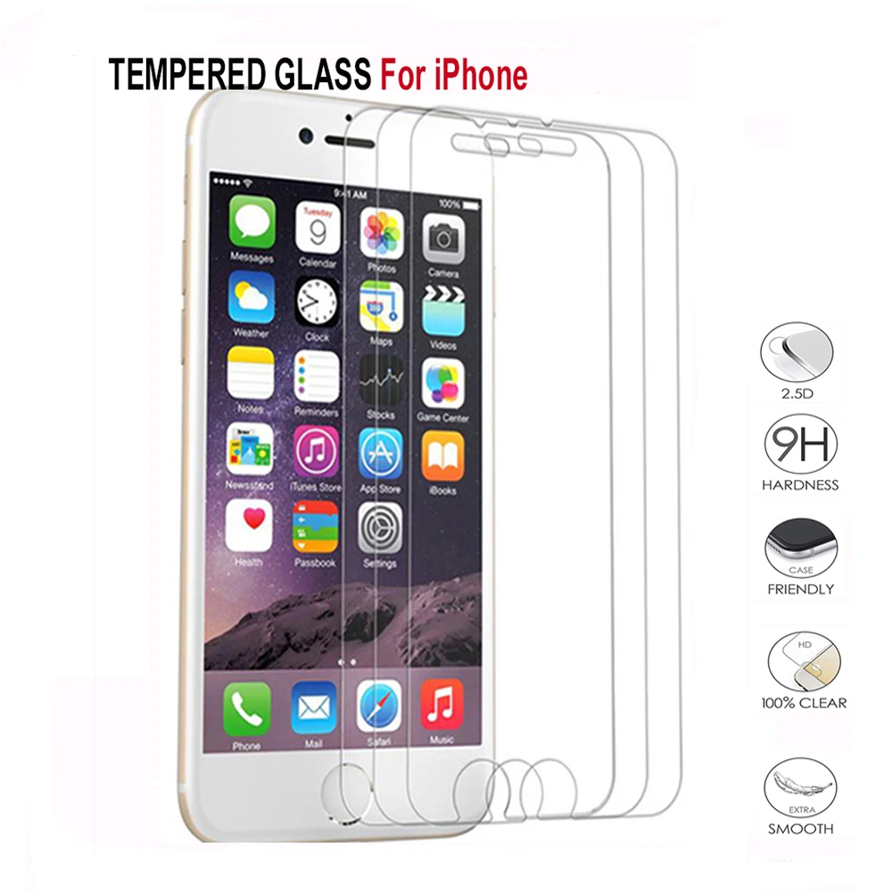 

Protector glass on the for iphone 5S screen protective on tempered glass if film case caver for iphone 5 6 S 7 8 X SE plus glass