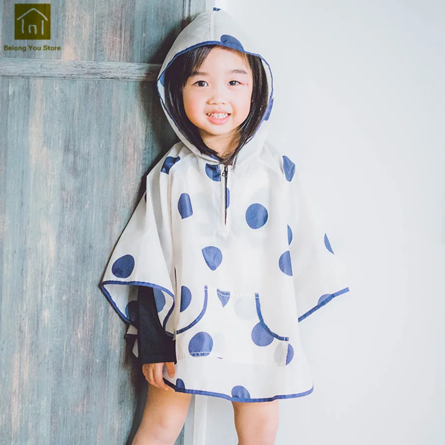 Outdoor Polka Dot Rain Coat Hiking Toddler Girl Raincoat Children