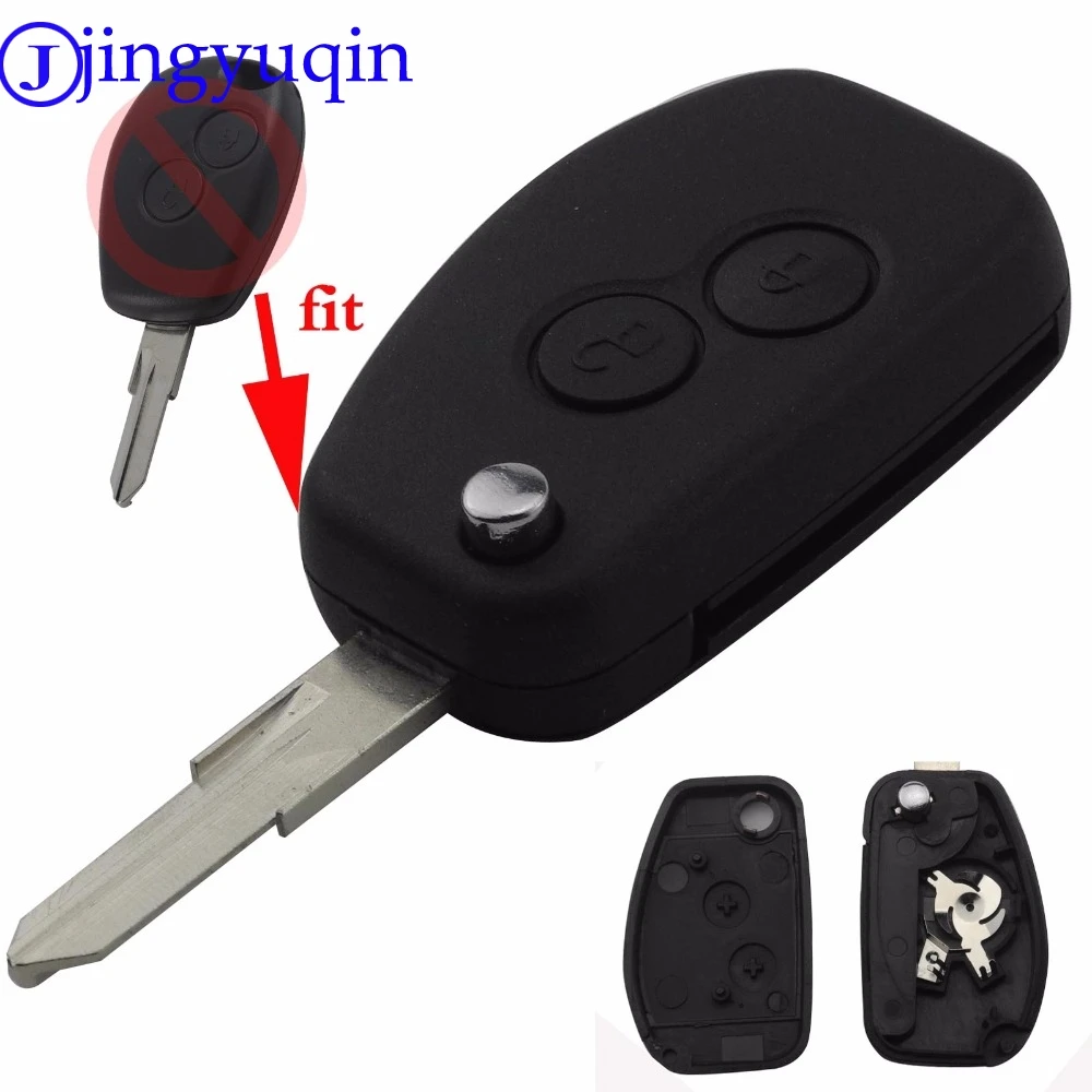 

jingyuqin 10ps 2Buttons Remote Key Case Cover Fold For Renault Megan Modus Clio Modus Kangoo Logan Sandero Duster With Logo