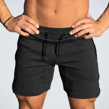 

Men Summer Fitness Shorts Solid Color Sports Beach Pants Drawstring Trousers new