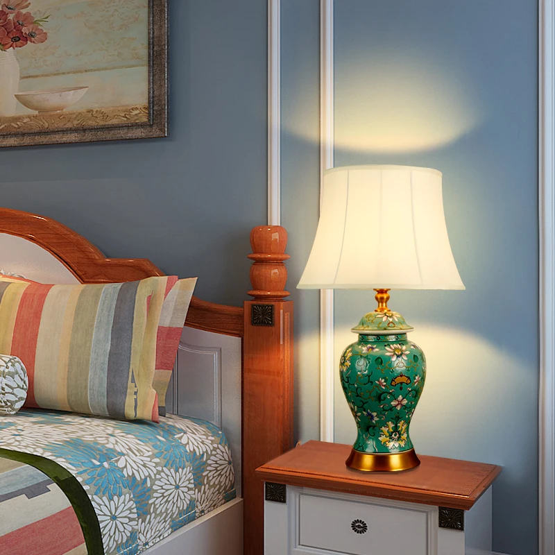 Bedroom vintage table lamp china Study living room Table Lamp for wedding decoration porcelain ceramic lamp table lamp   (1)