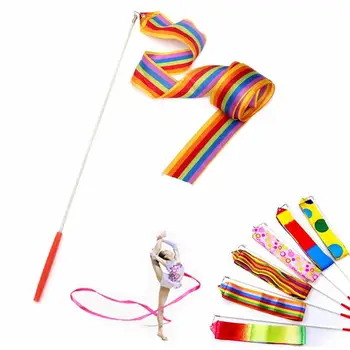 

DHL Freeshipping 4M Gym Dance Ribbon Rhythmic Art Gymnastic Streamer Baton Twirling Rod Mix color ,100pcs/lot