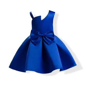 

Blue Baby Girls Trendy Daily Party Christmas Dress Kids Clothes Toddlers Bowknot Casual Pretty Frocks Children Cotton Clothing
