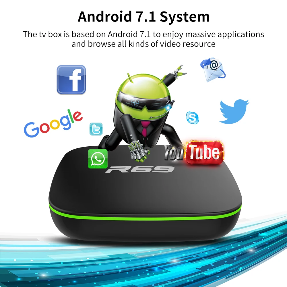 Мини R69 Android 7 1 Смарт ТВ коробка ГБ 8 Allwinner H3 Quad Core 2 4G Wi Fi Декодер каналов кабельного