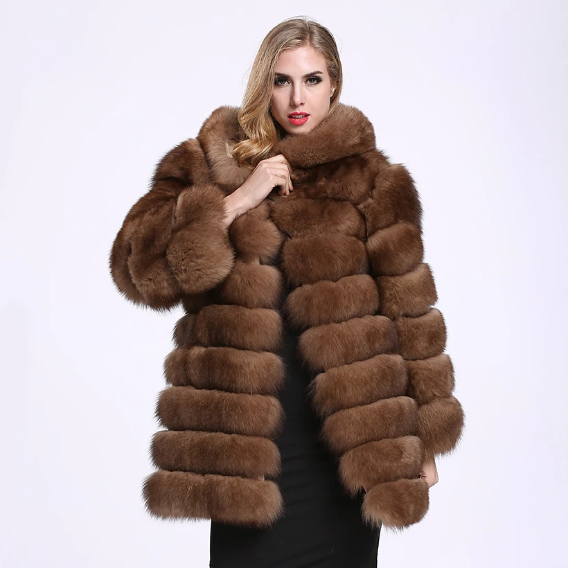 Real luxury Fox fur Coat Fashion Fur Fox for Women Long Plus Size S 6XL