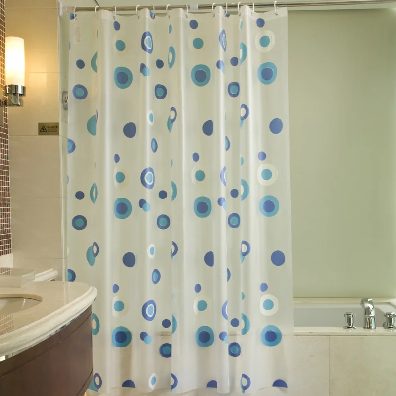 Shower Curtain Circle Pattern Design Waterproof Polyester Includes Hooks DB 