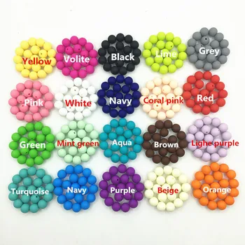 

2018 New DIY BPA free silicone Loose Round Bead 12mm Chewable Baby Bead Necklace Silicone 12mm loose Beads Teething For Baby