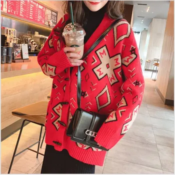 

Women's sweater coat 2019 spring Korean version of the new loose thick long sweater cardigan
