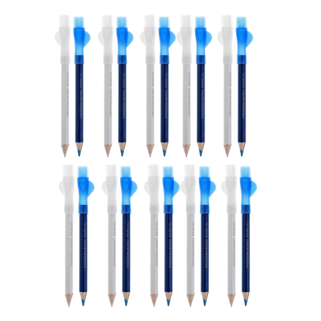  20Pcs Dual Heads Tailors Chalk Pen Pencil with Brush For Sewing Dressmakers DIY Craft Markers Pens