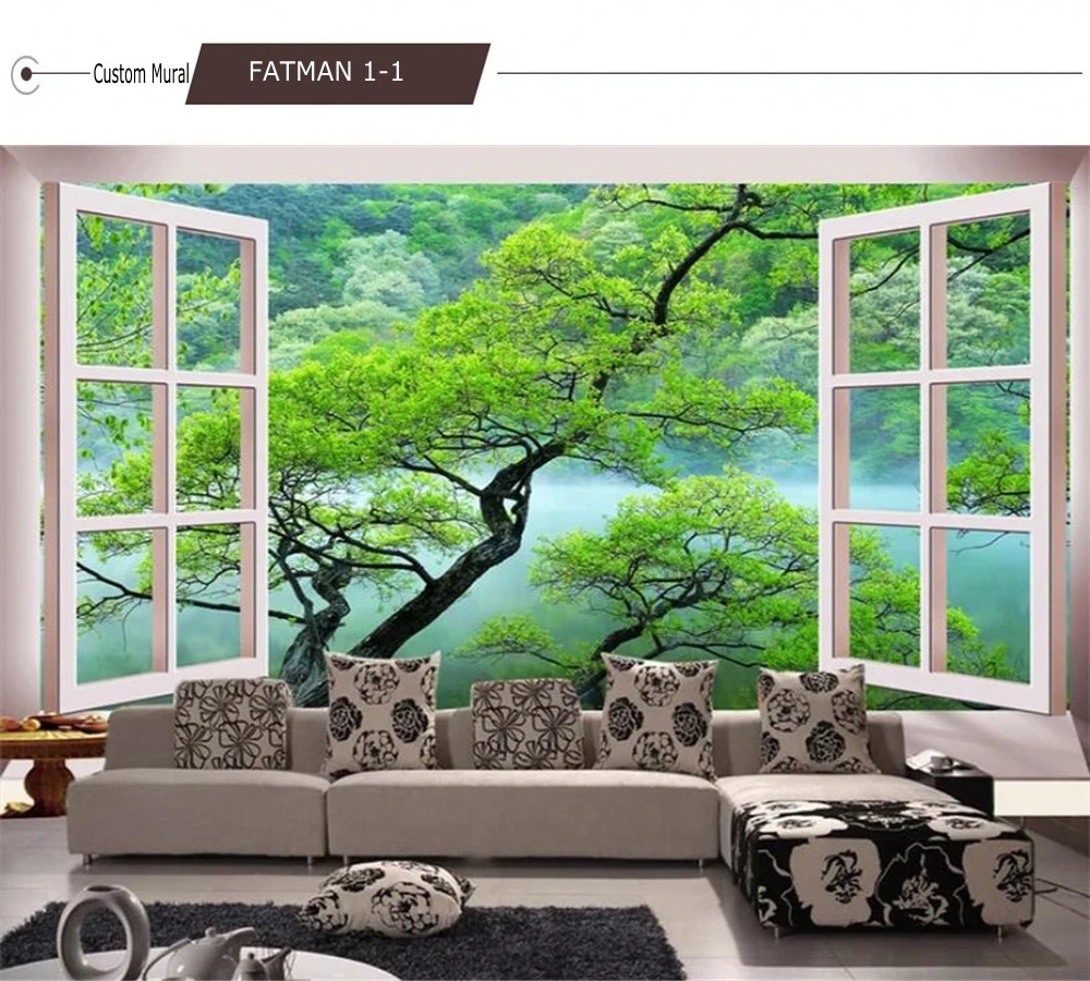 Пользовательские 3D фото обои современные поддельные окна дерево Пейзаж Обои фреска спальня ресторан лобби обои papel де parede