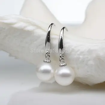 

wb00511 fashion best gift AAA 9-10mm natural white perfect round pearl earrings
