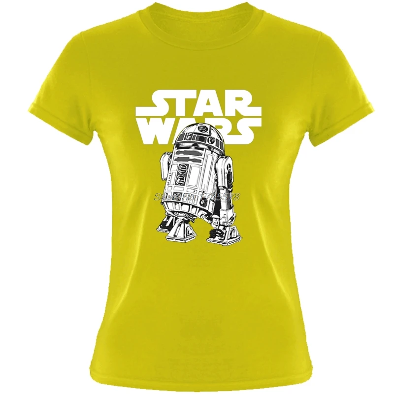 Классический R2D2 футболка Звездные войны женская летняя хлопковая футболка с коротким рукавом крутые футболки Топы Harajuku уличная - Цвет: Yellow