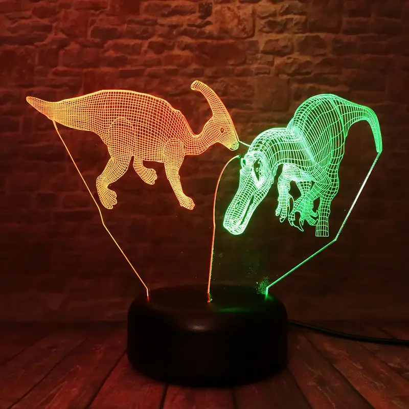 

3D Nightlight LED Mixed 7 Colors Changing Light Desek Decor Jurassic World Model Mosasaurus Jurassic Animal Figure Toys