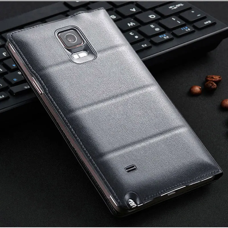 Откидная крышка Бумажник кожаный чехол для телефона samsung Galaxy Note 4 Smart View Note4 SM N910 N910F N910H SM-N910F с оригинальным чипом