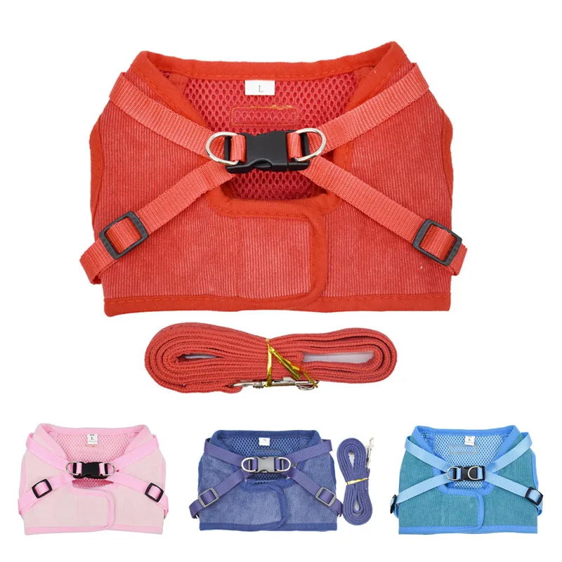 

Dog Cat Harness and Leash Set Pet Adjustable Reflective Vest Walking Lead Leash For Small Medium Puppy Polyester Mesh Harnesses