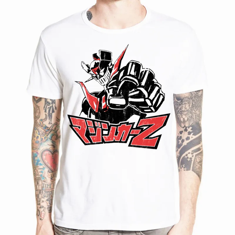 Азиатский размер принт Mazinger Z Футболка мужская футболка аниме Лето мужские топы