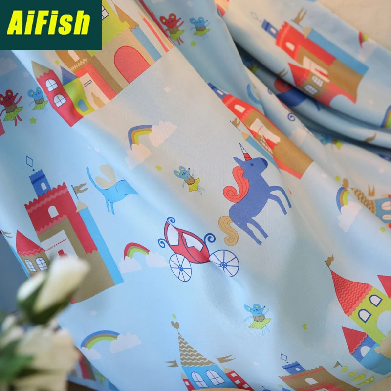 

Cute Cartoon Blackout Curtains For Living Room Tulle Curtains for Children Room Boys Girls Animal Paradise Window Drapes WP253&3