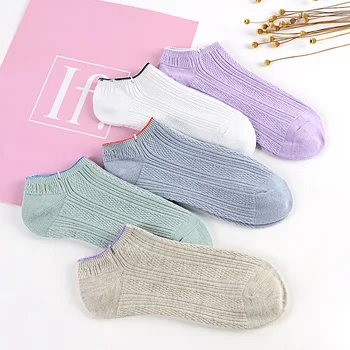 

Sweetly Colored Cotton Women Summer Socks Candy ColorDouble Kitting 80% Percent Girls Summer Socks 5 pair per lot Free Shipping